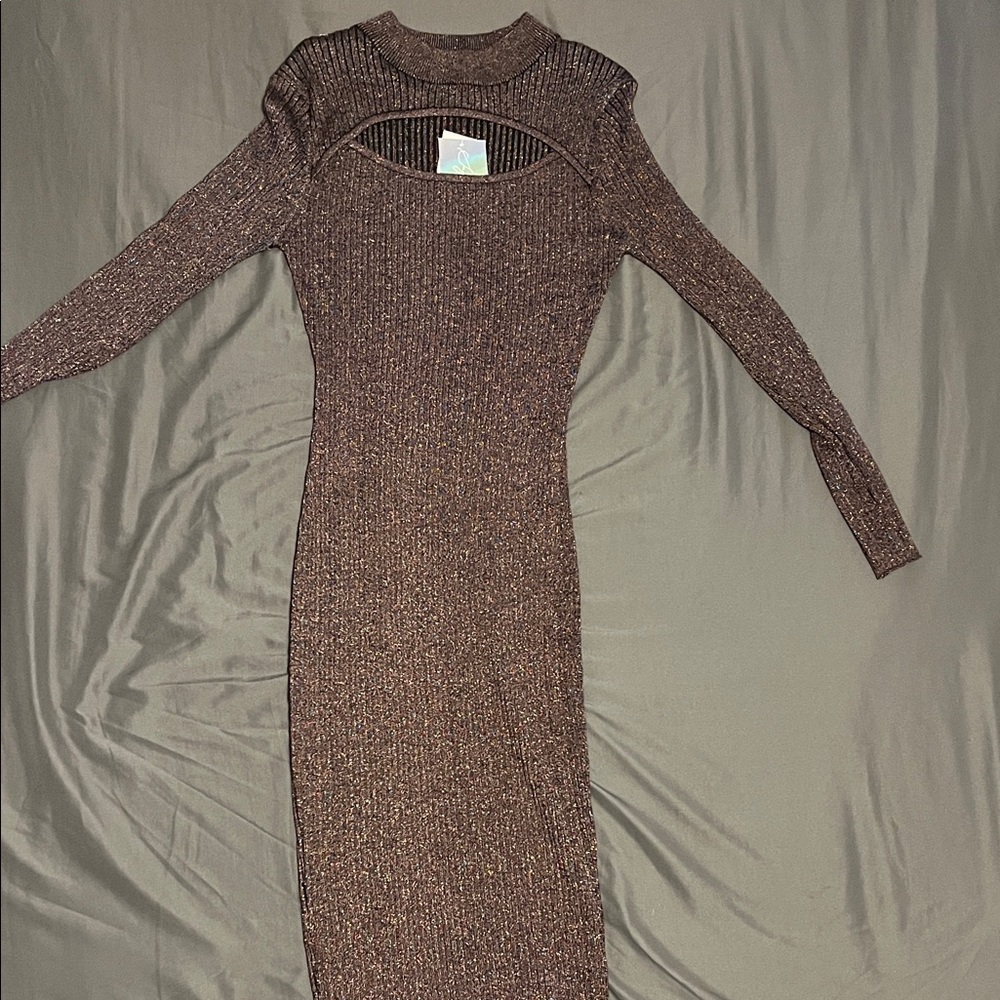 Elegant Brown Knit Dress